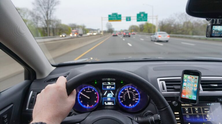 Dashcam being used on the highway